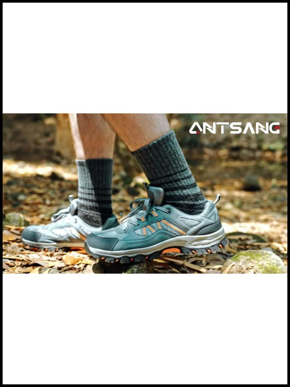Merino Wool Hiking Socks 5 Pairs, Breathable Cushioned Athletic Crew by ANTSANG